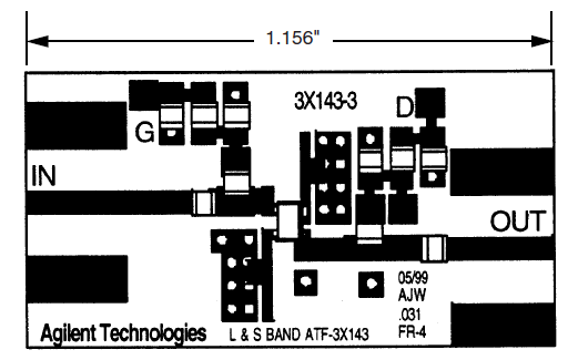 图5：ATF-33143低噪声放大器的器件放置后的结构图